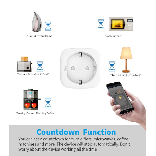 16A Smart Life Wifi Controlled Electrical Outlet Energy Monitoring Socket 2.4GHz