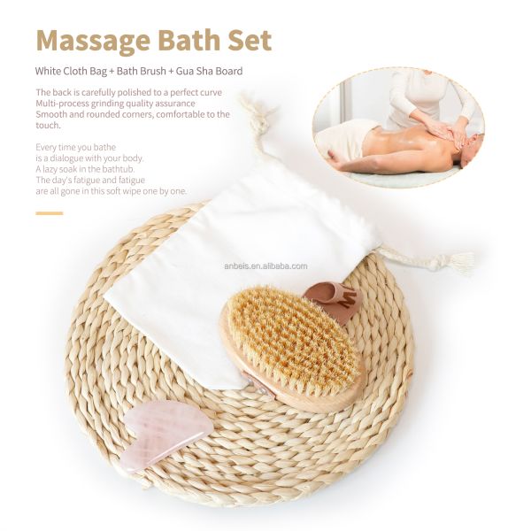 Banho Exfoliante de Corpo Kit de Escova Seca Esfregão de Madeira Banho de Spa Massagem