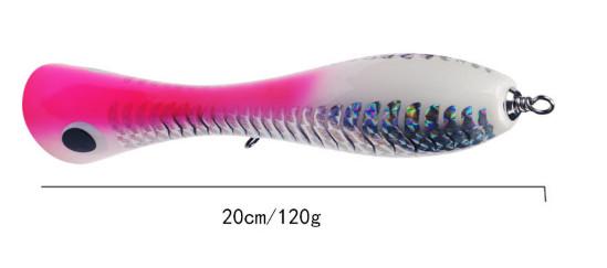 3 cores 20cm/120g Laser Coating Madeira isco Treble Ganchos Largemouth Bass Snakehead Popper Madeira isco de pesca