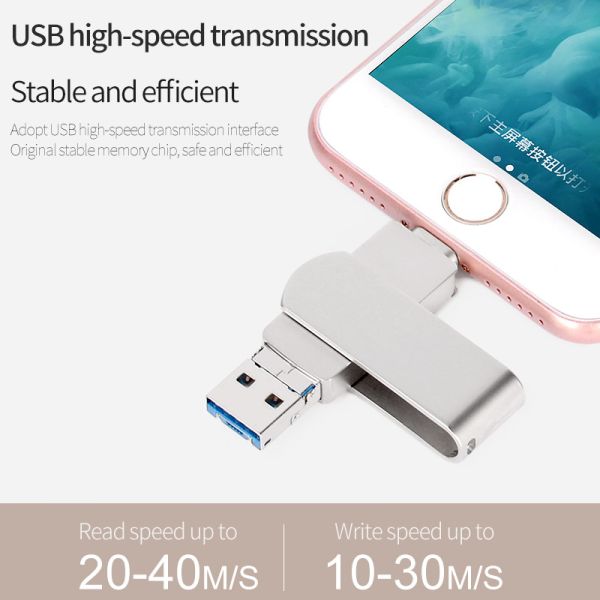 Серебряные USB-накопители OTG для быстрой и простой передачи данных с функцией подключения