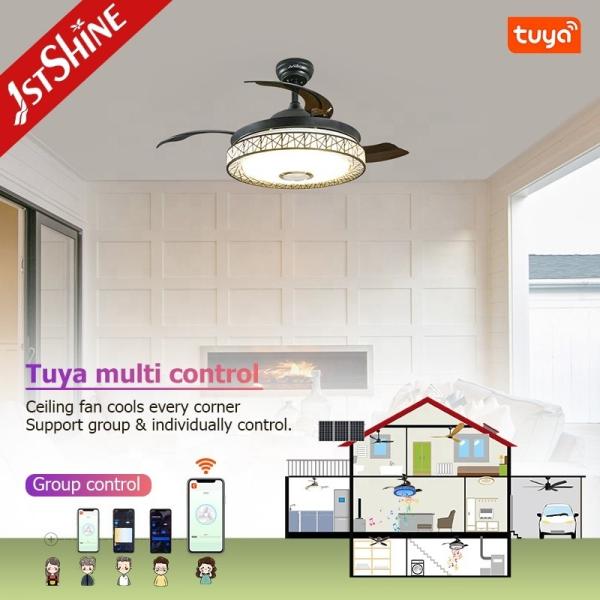 Ventilador de teto de música LED multifuncional de 42 polegadas com alto-falante Hifi e luz disco RGB