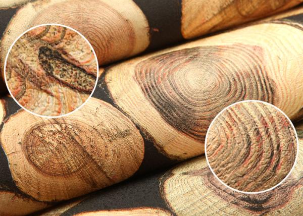 Soundproof Wood 3D Room Wallpaper , 3D Vinyl Wallpaper For TV Background
