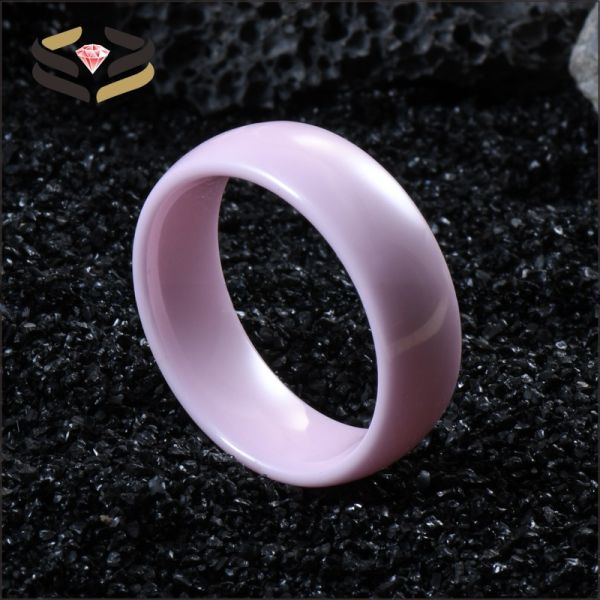 Anillos de cerámica rosa de 4 mm/6 mm/8 mm para hombre y mujer con tasación de terceros