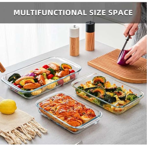 IKOO High Borosilicate Glass Baking Dish - 560℃ Heat Resistant & Dishwasher Safe Oven Safe Glass Pan