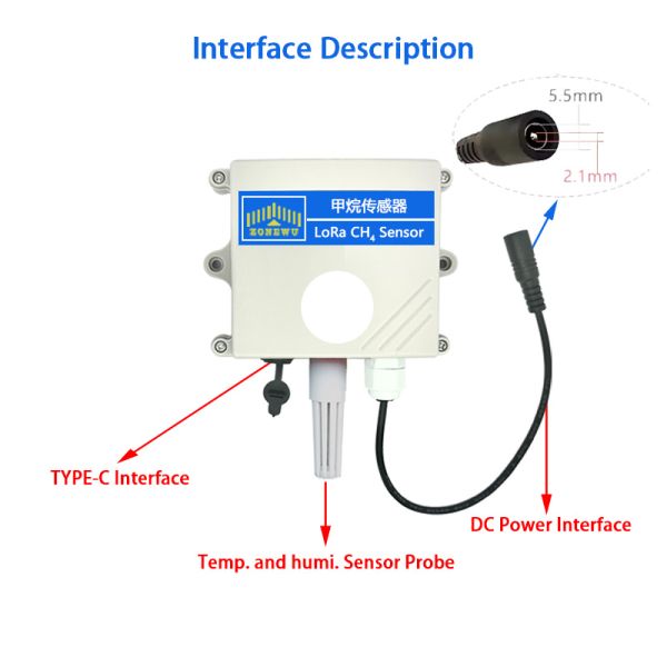 Industrial LoRa CH4 Temperature & Humidity Sensor Long Distance Wireless Gas Monitoring Detector