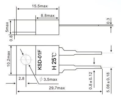 25 Deg C Miniature Thermal Switch Used In Temperature Controlled Cooling Fan