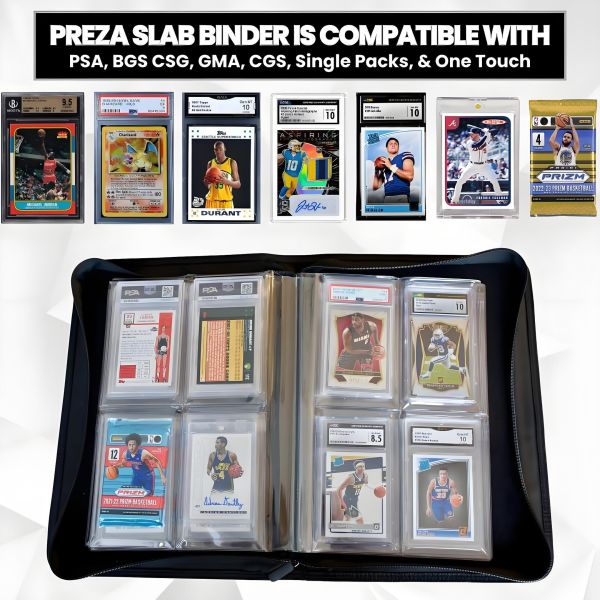 Graded Card Slab Binder 4-Pocket 32 Slots PU Leather Card Holder Storage  for PSA Graded Slab Binder