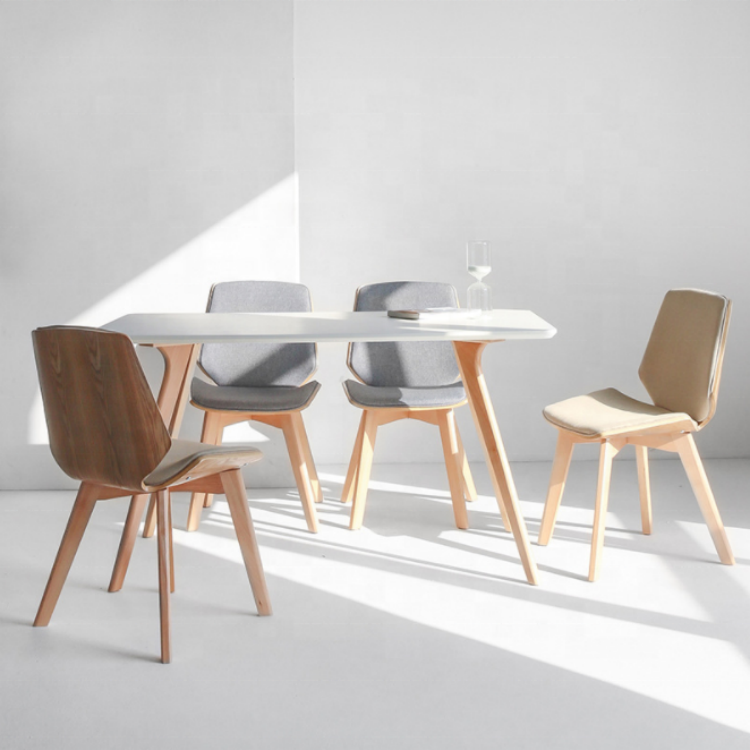 Commercial Economy Fabric Dining Chair with Solid Wood Legs and Modern Fabric Design