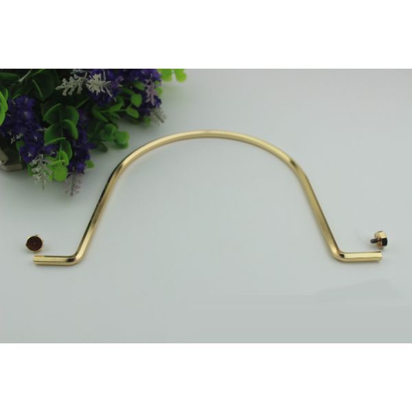 Handbags manufacturers zinc alloy light gold 220 mm length metal handle for handbag accessories