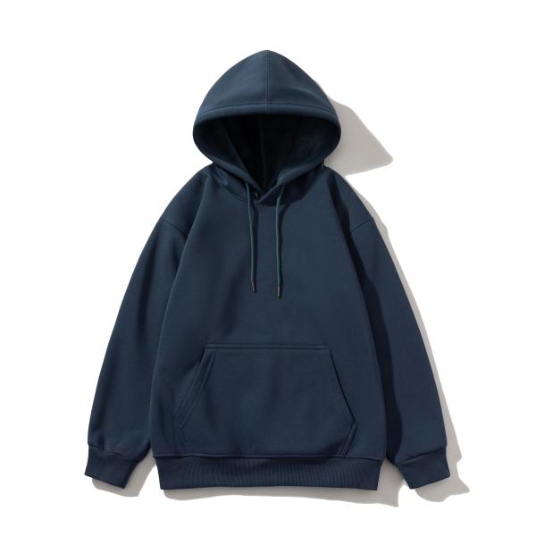 FODARLLOY Fashion Vintage Hoodie OEM Streetwear Essentials Oversize Unisex Pull Coat Men's Hoodies Pullover Dark Blue