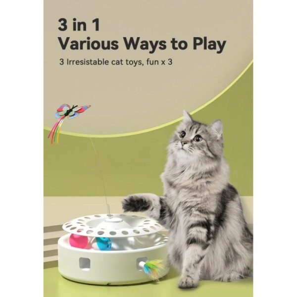 Smart Automatic Pet Teaser Ball Three In One Feather Interactive Cat Toy