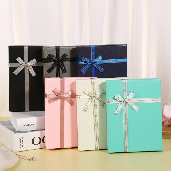 Valentine'S Day Gift Box Custom Letter Printing Bow Ribbon Gift Box With Top And Bottom Lid Gift Box
