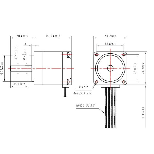 Мотор мотора 0.67A NEMA 11 Casun 28X28mm Stepper двухфазовый двухполярный Stepper
