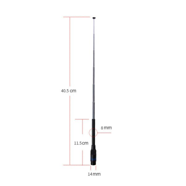 UV Double-Segment Handheld Walkie-Talkie Pull-Rod Antenna 40.5 cm open -11.5 cm closed 2