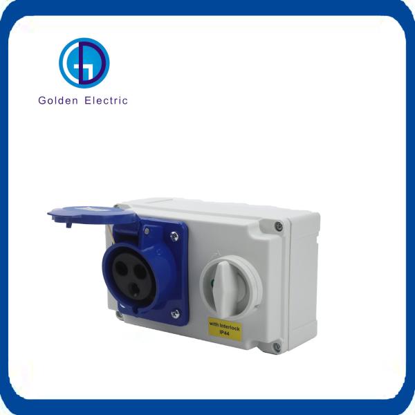 White IP67 63A Interlocked Socket Customization Small Size With Switch 3pins