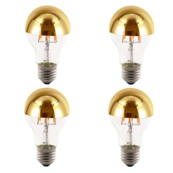 Half Chrome Plating A60 6W Warm White 2700K LED Filament Retro Bulb for E27 Base Type