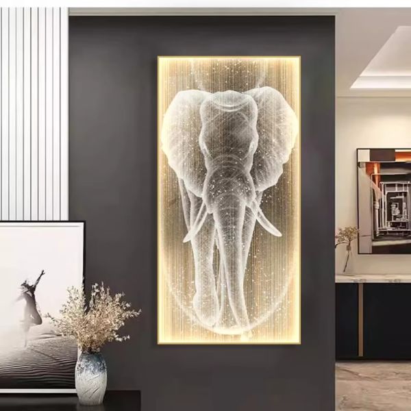 High End Led Wall Decorative Glass Wall Art Animal Artwork Crystal Porcelain Painting