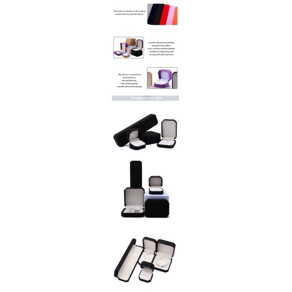 elegant handmade black Octagonal Velvet Jewelry Box for Necklace Earrings Bracelet Ring packaging