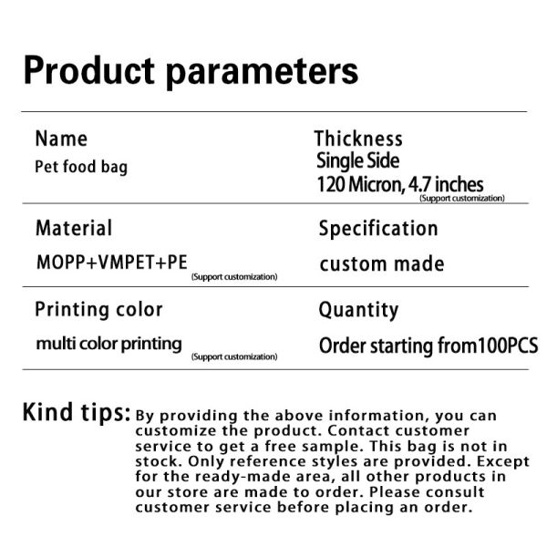 Pet Food Packaging Bag Printing Custom Manufacturer Pet Plastic Composite Standing Zipper Bag