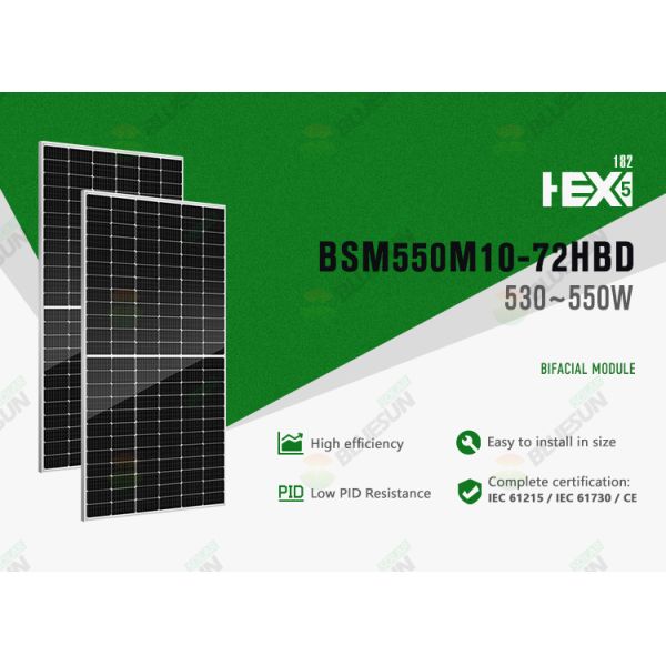 Ja Bifacial Perc Solar Panels 550w Mono 550watt 555w Double Glass Solar Panel Monocrystalline Manufacturers in China Price
