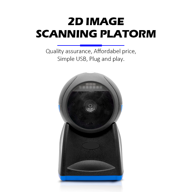 Handsfree Desktop Omnidirectional Barcode Scanner 60fps CMOS QR Barcode Reader