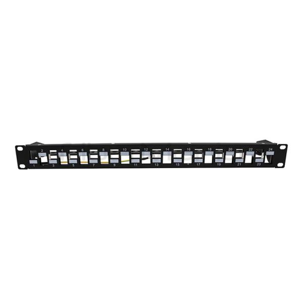 19inch 1U 24 Ports STP Staggered Blank Patch Panel For Cable Management