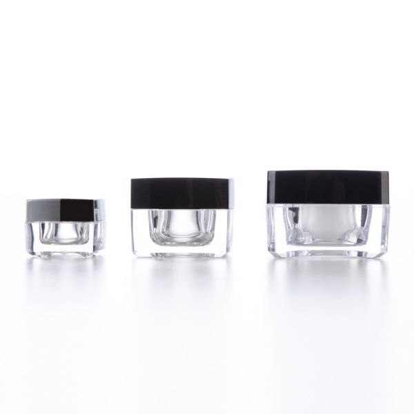 Cosmetic Small Empty Makeup Pots 1 Oz Square Acrylic Gel Plastic Jar And Lids