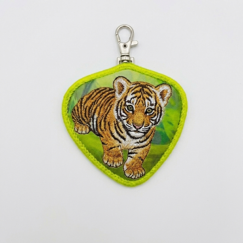 Customized Eco-Friendly Rubber Silk Screen Printed Rectangular Hanging Ring Embroidery Keychain