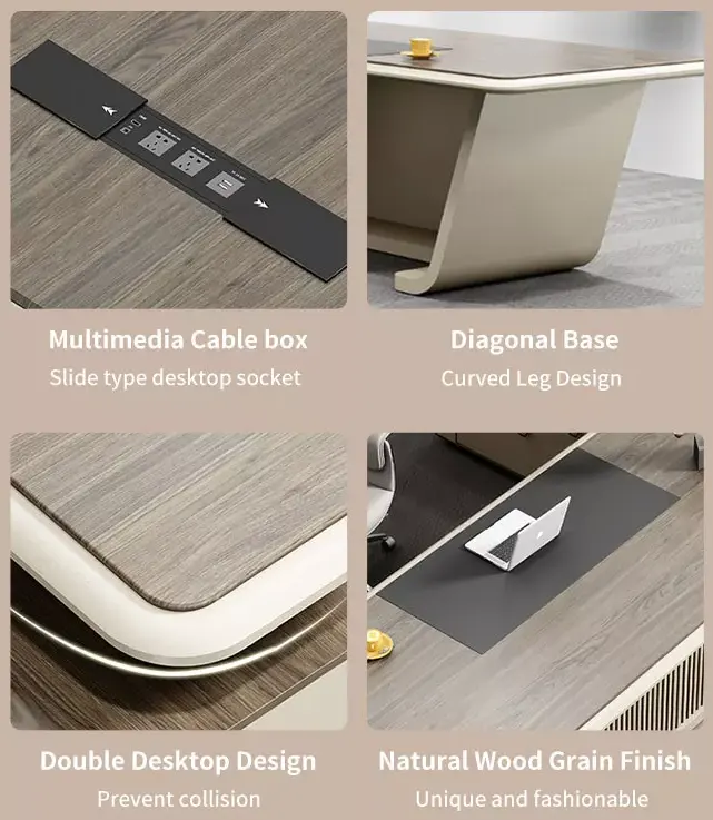 Modern Boss Home Office Waterproof L Shape Computer Desk with PANEL Wood Style Design