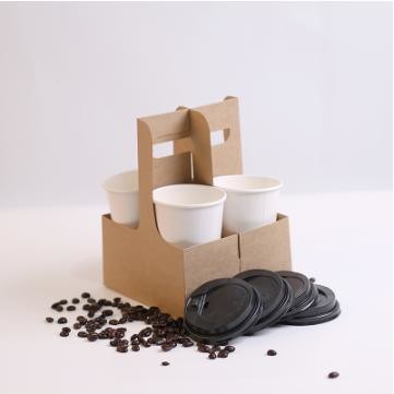 Hot Drink Cup Tray with Handle Disposable Chinese Manufacture Paper Cup Holder