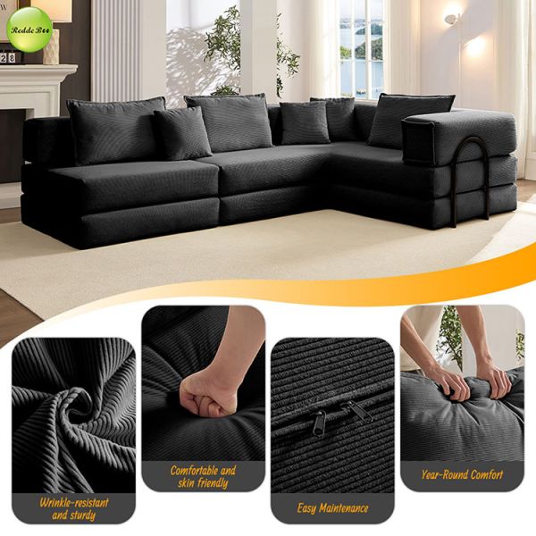 Multifunction Space-Optimized Striped Fabric Compressed Sofa Bed For Living Room Free Combination Furniture