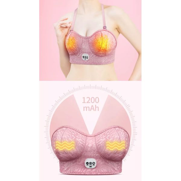 USB Electric Breast Massage Bra , ODM Electric Heated Bra PU leather material