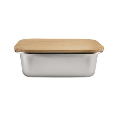 Microwavable Stainless Steel Food Storage Container With Bamboo Locking Lid