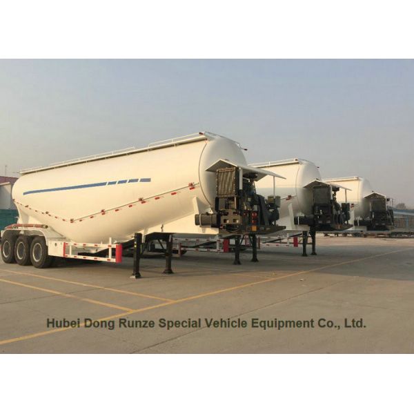 Steel Bulk Powder Cement Hauling Trailers , Cement Semi Trailer 58cbm 3 Axle