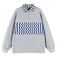 Manga regular 100% de la camiseta O del algodón del cuello de gran tamaño para mujer del cuello