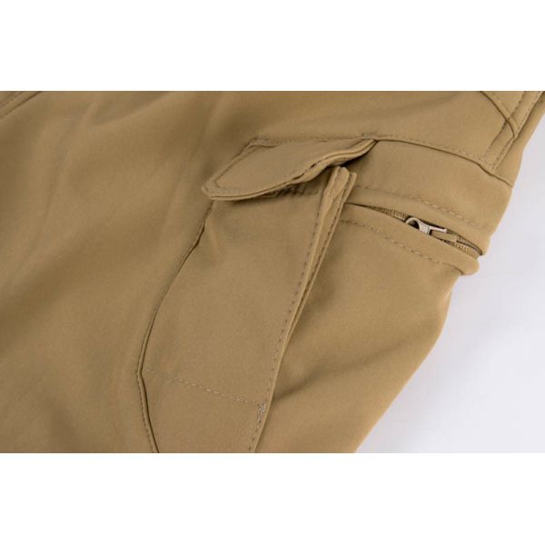 Men's Fleece Lined Tactical Cargo Pants with Zip Thigh Pocket and Partial Elastic Back Waist