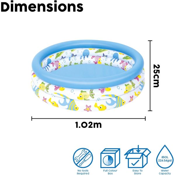 Unisex Kiddie Swimming Pool Ocean Inflatable Paddling Pool Easy Set Up Multiple Designs