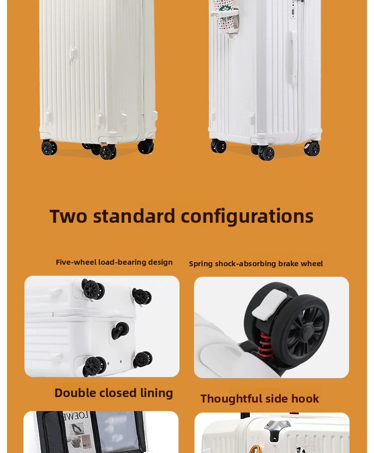 Fashionable Business Travel Luggage Roller Bag Large Lightweight Suitcase With Cup Holder