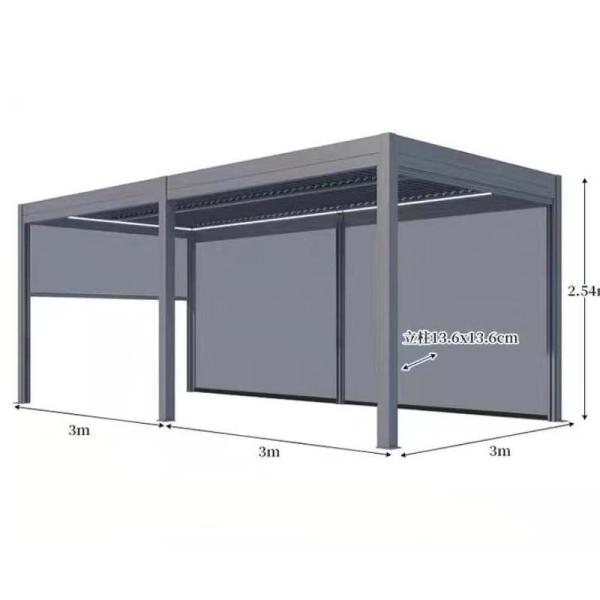 Aluminium Alloy Electric Louver Turning Pavilion for Windproof Rolling Curtains Shade Sun in Outdoor Villa Courtyard