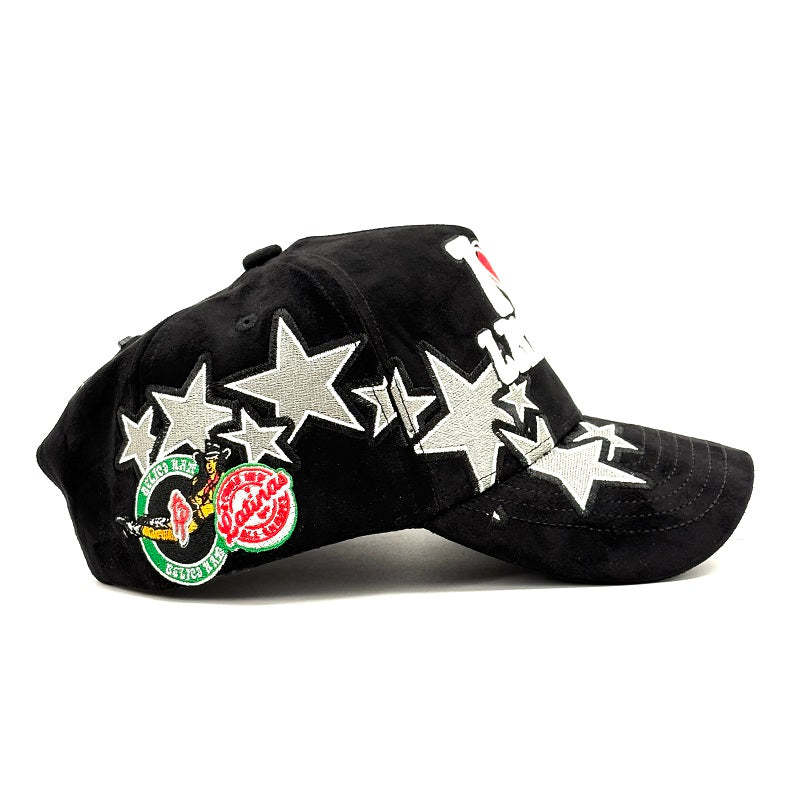 Baseball Hats Streetwear I Love Latinas Black Suede Big Booty Latinas Multi patch Embroidered Y2K Adjustable