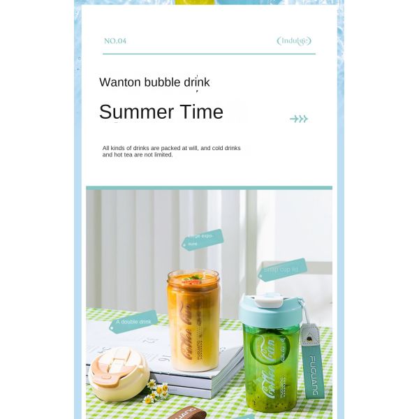 Leakproof 550ml Tritan Bpa Free Water Bottle Safe Creative High Appearance Summer Single Wall Coffee Mug Bottle Multifunctional Use With Customized Logo