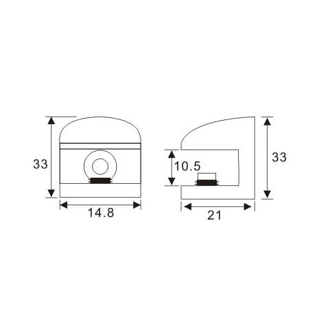 Fixed Glass Holder YS-033, Zinc Alloy,  for glass 6-8mm, finishing chrome or Satin
