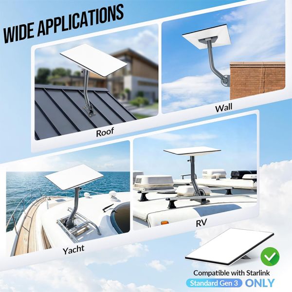 Adjustable Starlink Gen3 Outdoor Mount Bracket Starlink Wall Roof Bracket with Starlink Standard Dish V3