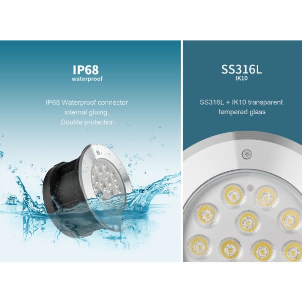 бассейн ERP Inground 24V IP68 SS316L привел света 9W с кабелем VDE