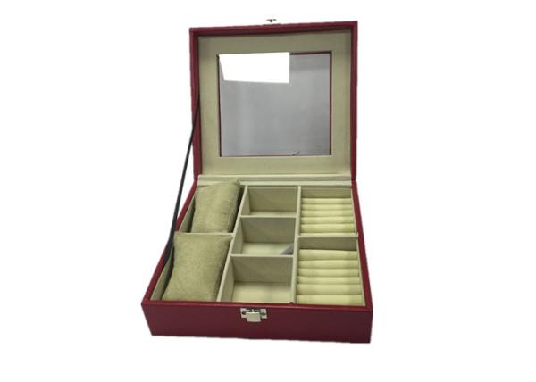 Vintage Printed Luxury Wooden Jewelry Box Case With Glass Top Recyclable