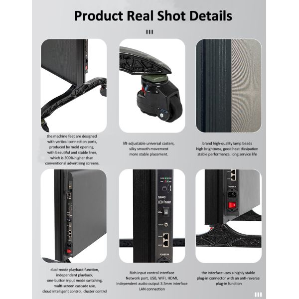 Mobile Floor Standing 3 Folding Double Sided Digital Advertising LED Poster Screen