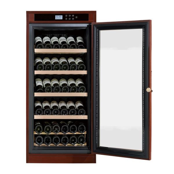 Freestanding Wood Wine Cooler Cabinet with Thermoelectric Cooling UV-Protective Glass Door and Removable Wooden Shelves