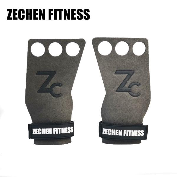 Microfiber Leather 3 Hole Hand Grips Crossfit OEM Palm Pull Up Gym Safety Support Grey