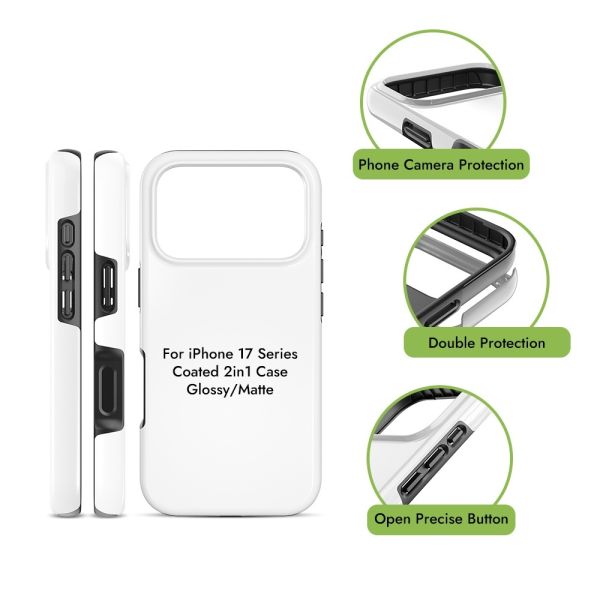 3D TPU+PC Sublimated Blanks Tough Coated Cell Phone Case Sublimation 2 In 1 Phone Case For Iphone 17 Series