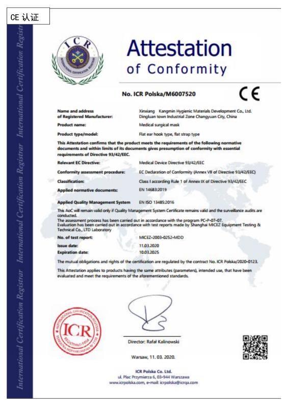 SHAANXI JK CARE CO.,LTD. Сертификации